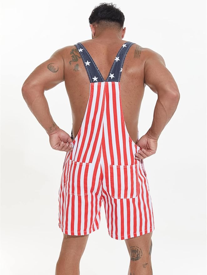 Unisex Printed Overalls Shorts Romper Festival Jumpsuits Work Bibs Coveralls Gifts for Men and Women