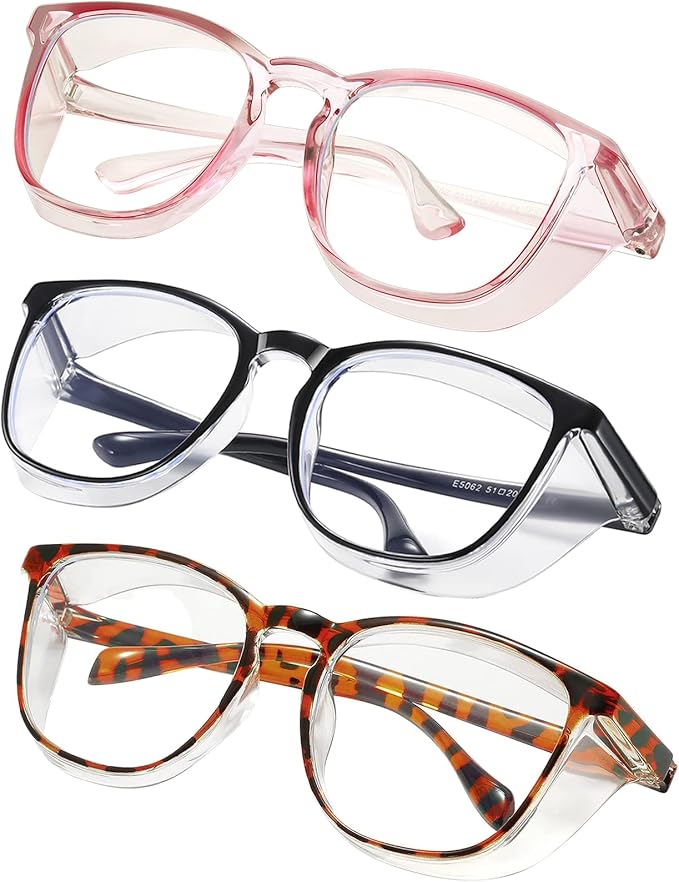 Safety glasses Goggles Nurses Protective Eyewear - Anti Fog Square Frame Stylish Clear Glasses for Women Men