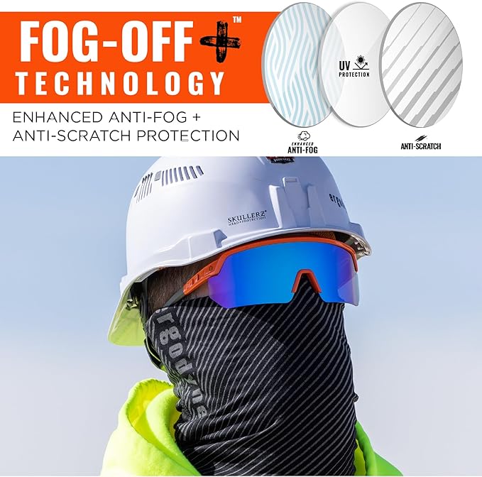 Ergodyne Skullerz AEGIR Polarized Safety Sunglasses with Fog Off+, Anti Fog Safety Glasses, Anti Scratch Mirror Lens