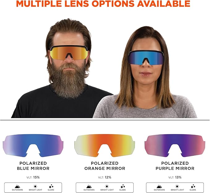 Ergodyne Skullerz AEGIR Polarized Safety Sunglasses with Fog Off+, Anti Fog Safety Glasses, Anti Scratch Mirror Lens