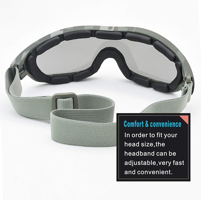 Viriber Motorcycle Goggles - UV Protective Outdoor Glasses, Dust-proof Combat Goggles, Military Sunglasses - Camouflage