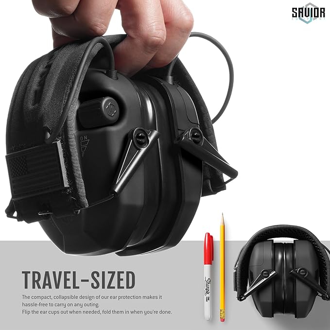 Savior Equipment Apollo Electronic Earmuffs For Shooting w/Gel Ear Pads, 24dB NRR, Noise Cancelling Ear Protection Headset