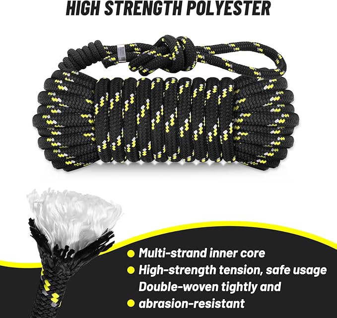 Kalkal Tree Stand Safety Rope, 30FT Reflective Lifeline Hunting Safety Harness Tree Strap For Tree-Stand Hunting
