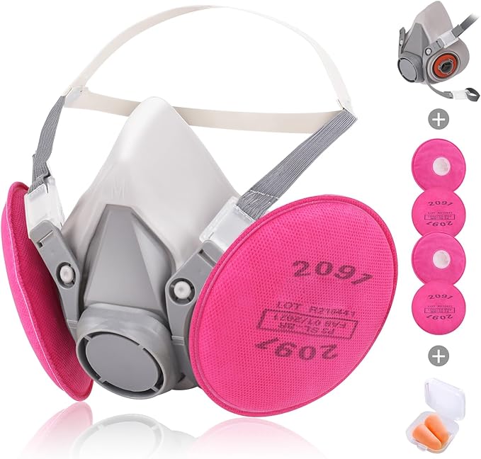 Respirator Mask with Filters - Reusable Gas Mask Against Organic Vapor Chemicals Spray Paint