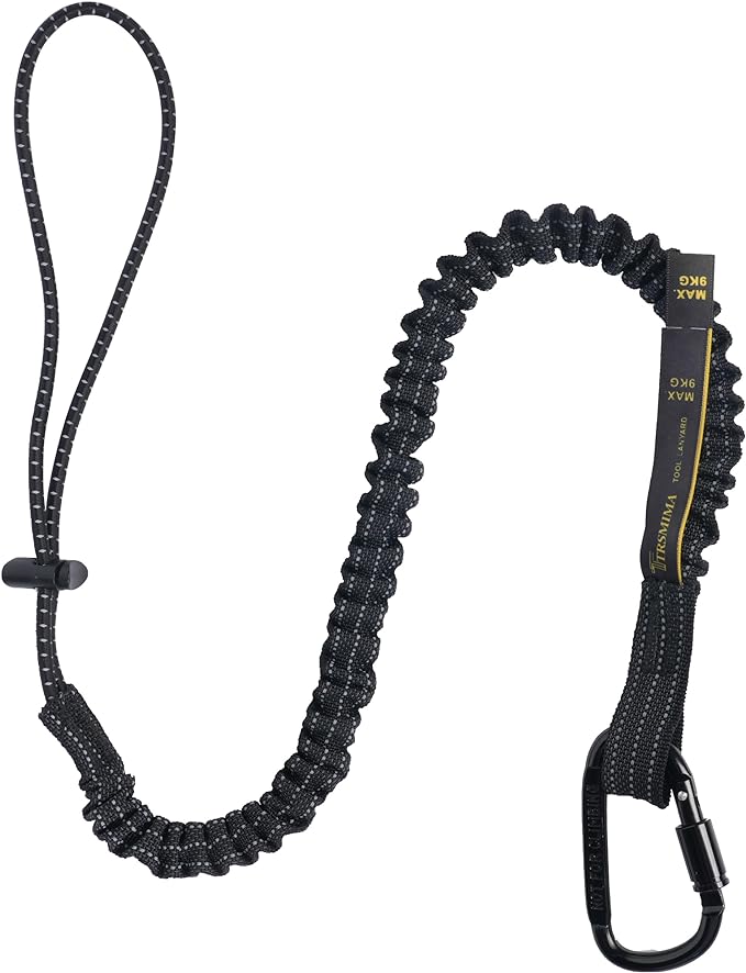 TRSMIMA Safety Tether Lanyard Tool - Fall Protection Retractable Lanyard with Single Aluminum Screw Lock Carabiner Metal Buckle Adjustable Loop End Maximum Weight Limit 17.6lb