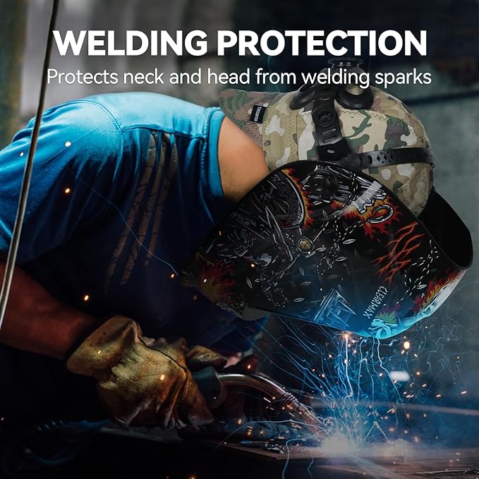 ARCCAPTAIN Reversible Welding Cap, 8 Panel Protective Welders Cap, 10 oz Fireproof Cotton Comforts for Safety and Protection While Welding to Men Women, Colour, 7 1/4