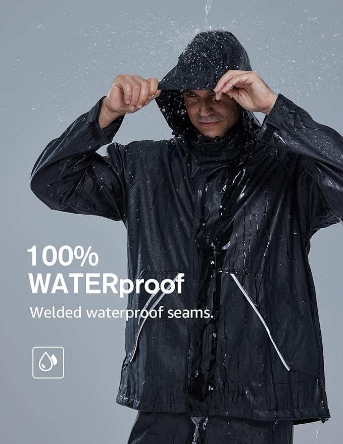 TOWN&FIELD Rain Suits for Fishing Waterproof Rain Gear for Men Women Heavy Duty Rain Coat Jacket with Pants/Overalls