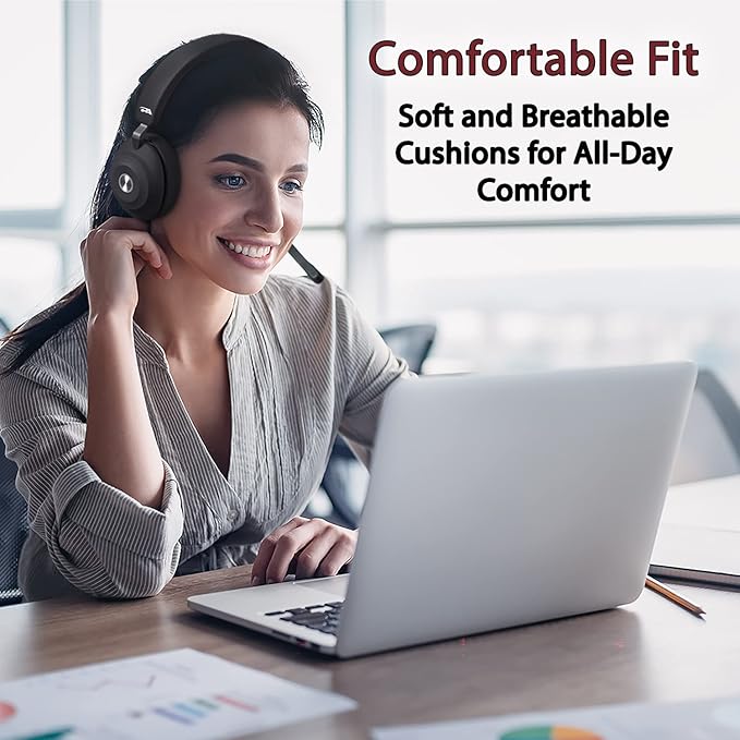 CA Essential Bluetooth Headset (HS-2000BT) – Professional Wireless Headset Optimized for UC Platforms, ANC & ENC technology Ensure Quality Audio for Calls & Music, Earcup Controls, Comfortable