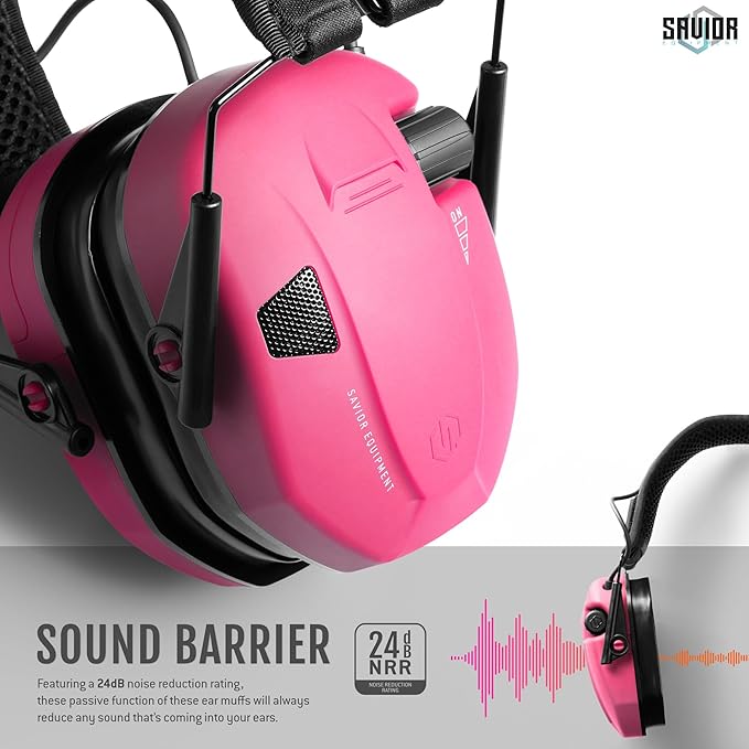 Savior Equipment Apollo Electronic Earmuffs For Shooting w/Gel Ear Pads, 24dB NRR, Noise Cancelling Ear Protection Headset