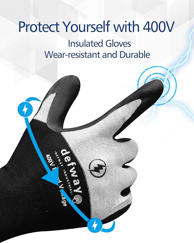 defway Insulated Work Gloves 1000V High Voltage Resistant Electrician Gloves Waterproof Work Gloves Rubber Non Slip Design