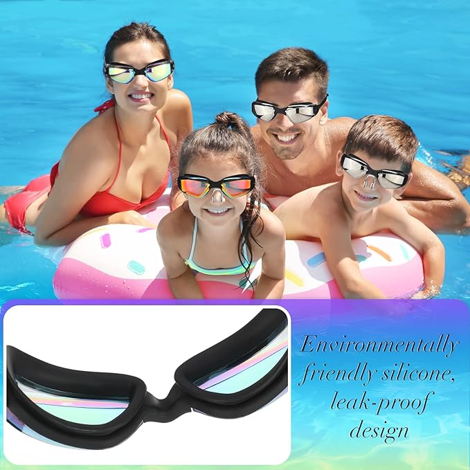 Flutesan 6 Pack Swimming Goggles Adult Kids Anti Fog Pool Goggles with Ear Plugs Nose Clip No Leaking Full Protection