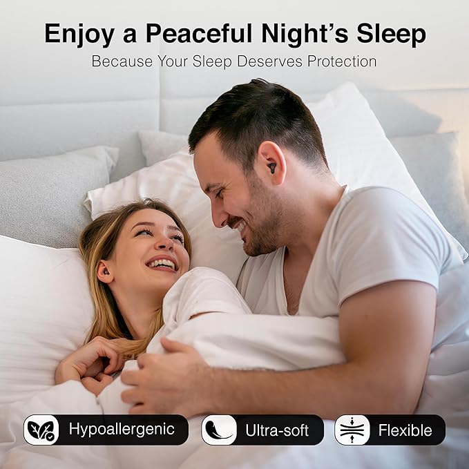 Sleeping Ear Plugs for Restful Nights – Reusable Noise Cancelling Ear Plugs with Noise Reduction (Black)