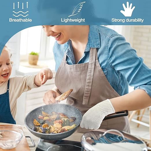 GSAFEME 12 Pairs Cotton Glove Liners for BBQ, Cooking, Grilling, Food Handling - Safety Work Gloves Hand Saver, Large