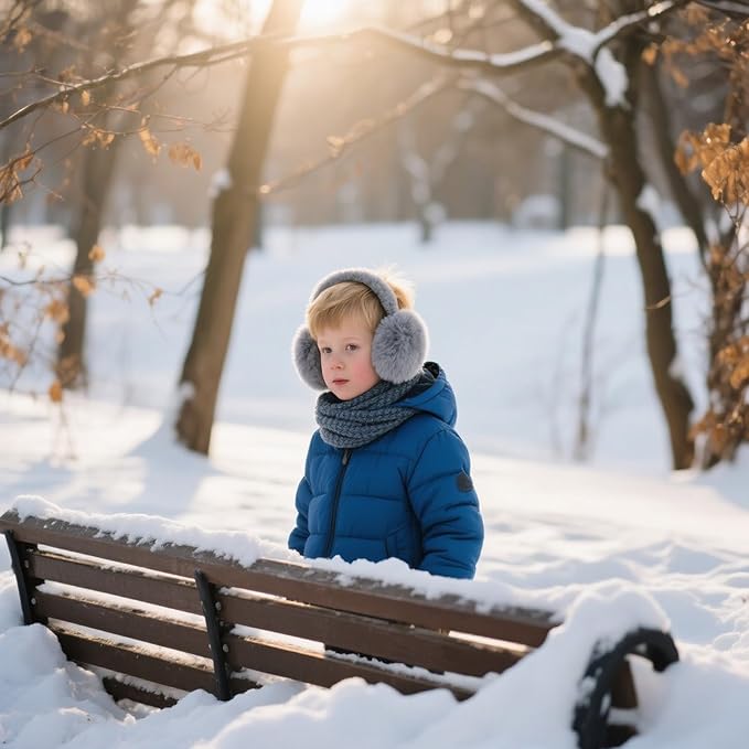 Ear Muffs for Winter Women Men, Adjustable Faux Fur Earmuffs, Fluffy Ear Warmers, Foldable Ear Warmer Earmuffs
