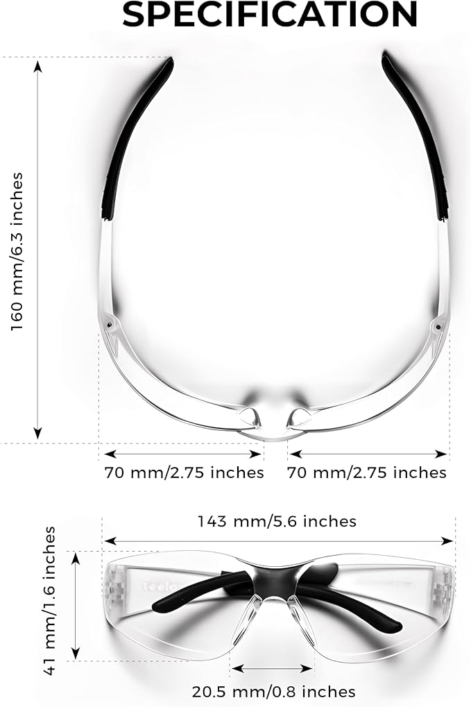 toolant Bulk Clear Safety Glasses with ANSI Z87.1 / UV 400 Standard, Eye Protection for Shooting, Construction and Laboratory