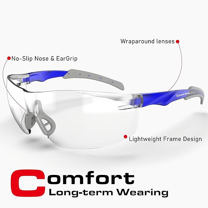 Pickleball Safety Glasses – Fit-Enhanced ANSI Z87.1, Anti-Fog, UV & Impact Resistant Eyewear for Sports, Work & Shooting – No-Slip Grip – 1 Pack