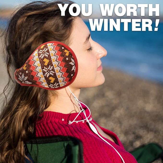 Venswell Knit Ear Muffs for Winter Women Men Soft Earmuffs Cold Weather Fleece Ear Warmers Cover Foldable & Adjustable