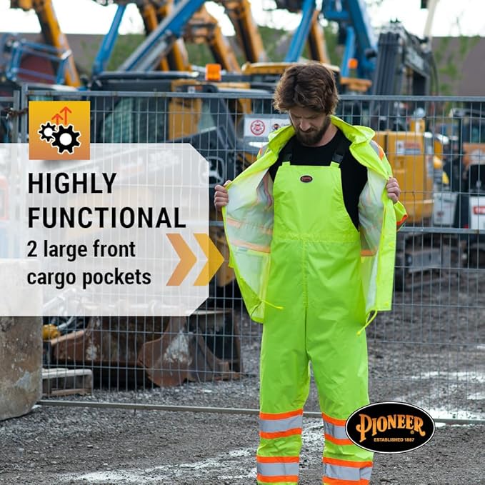 Pioneer Hi Vis Lightweight Waterproof Safety Rain Suit - Reflective Work Rain Gear for Men and Women