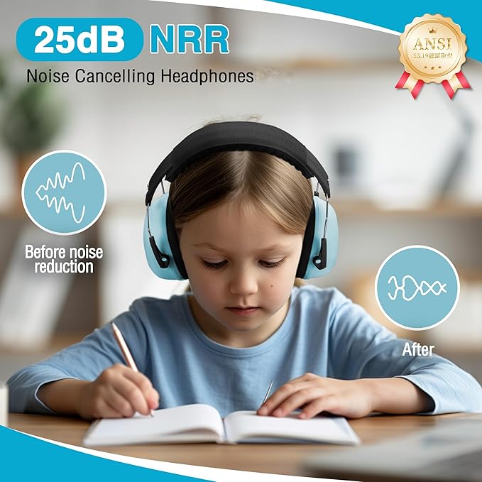 WORKPRO Noise Cancelling Headphones for Kids, NRR 25dB Kids Ear Protection, Autism Noise Reduction Ear Muffs