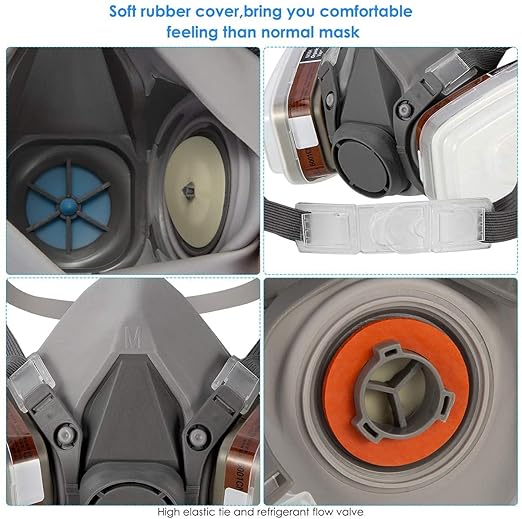 [Half mask respirator] Reusable Half Face Cover 6200 spray mask for spraying Painting.Chemical Machine Polishing.Welding. Woodworking and Other Work Protection (7 in 1 )Medium