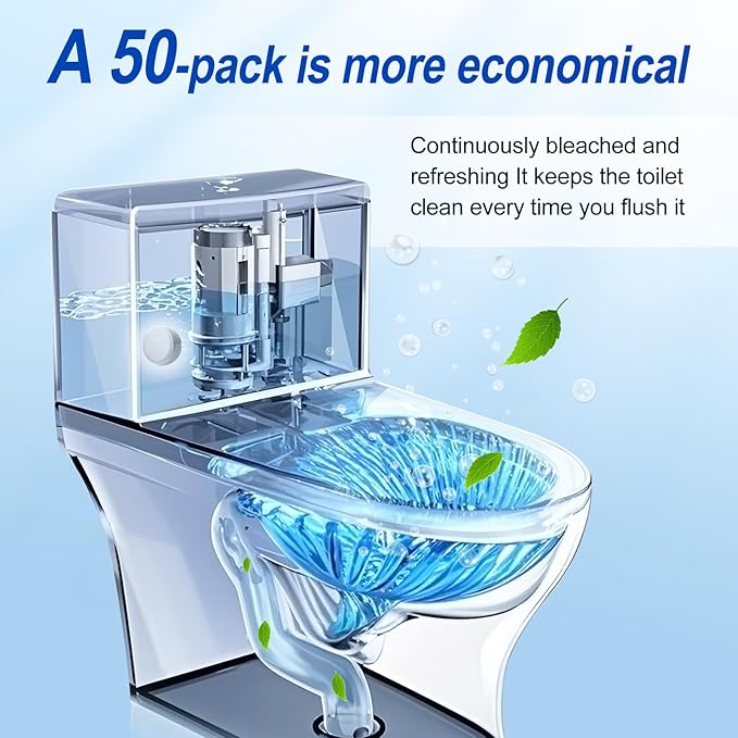 Automatic Toilet Bowl Cleaner Tablets, Bleach.Descale & Deodorize-Tank Drop-In Tablets for Stain & Limescale Removal, Fresh Scent, Septic-Safe, Compatible with effective to use Works with Toilets -AAA