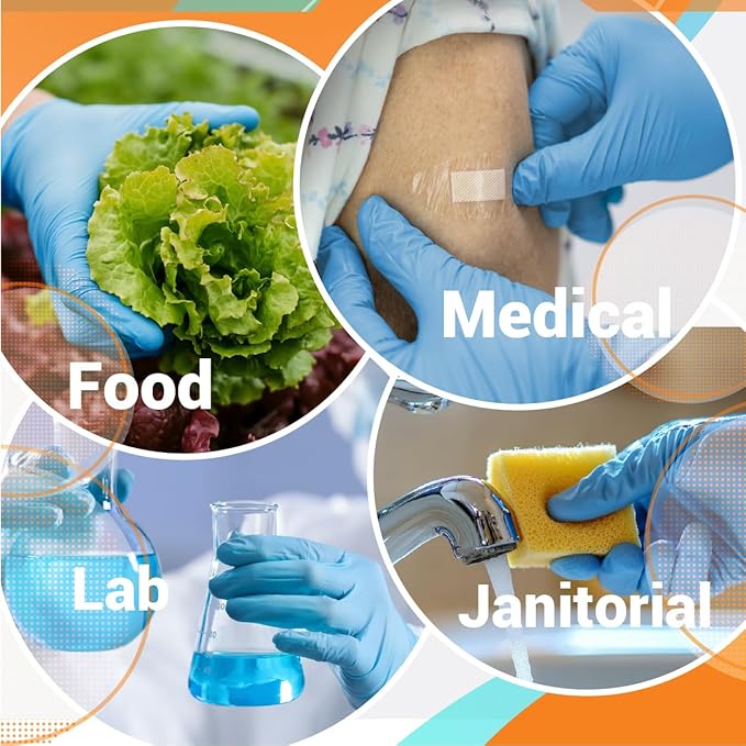 ASAP Blue Nitrile Gloves Disposable Latex Free - 4 Mil Powder Free, Food Safe, Kitchen & Medical - Cleaning & Tattoo Supplies