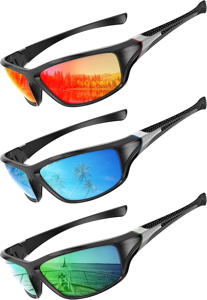 Polarized-Sunglasses-Men Sports Mens-Sunglasses: Sun-Glasses with UV400 Protection for Driving Golf Fishing Running