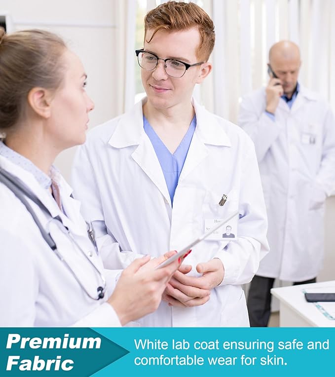 Lab Coat for Men&Women,Doctor Costume for Adults,White Long Sleeve Unisex Science Chemistry Lab Coat