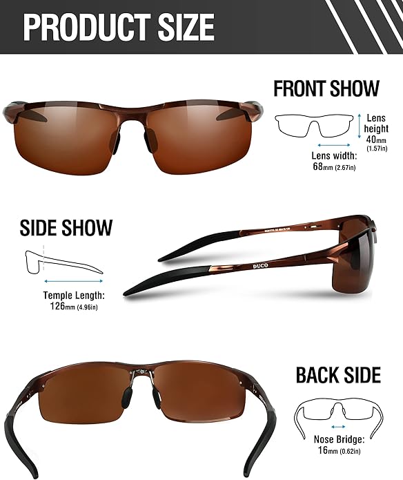 DUCO Mens Sports Polarized Sunglasses UV Protection Sunglasses for Men 8177s