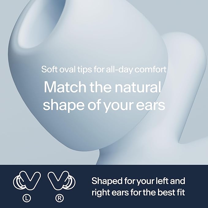 Alpine Silence Earplugs for Sleep, Focus & Travel - V-Shape Snug Fit & Soft Oval Tips – 4 Sizes XS/S/M/L - Comfortable, Reusable Hearing Protection - 22dB – Blue