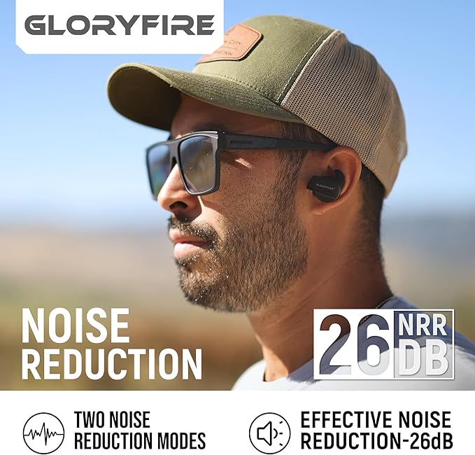 GLORYFIRE Shooting Ear Protection Ear Plugs for Shooting Range Hearing Protection 26dB Noise Reduction