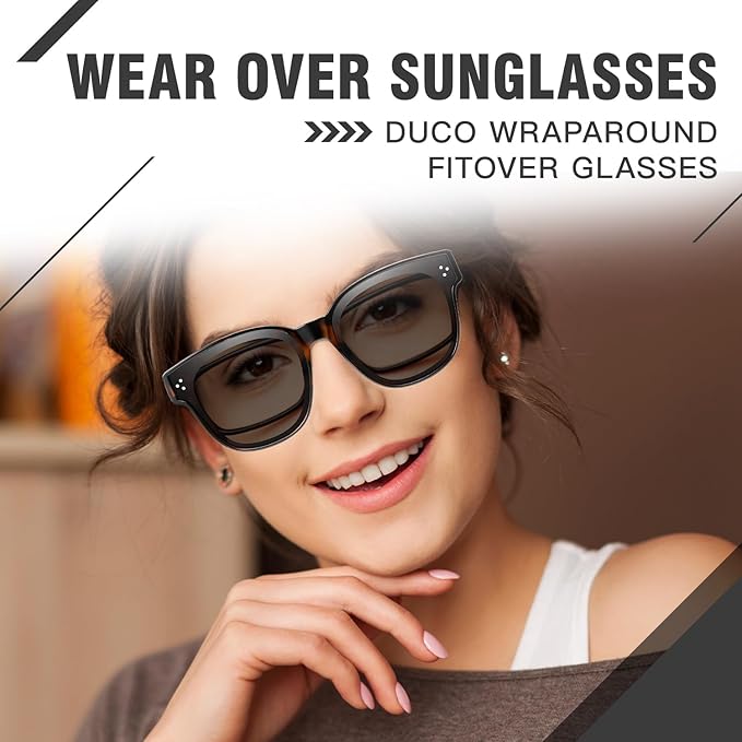 DUCO Fit Over Sunglasses for Men Women Wear Over Glasses Retro Wrap Around Polarized Sun Glasses UV400 Protection DC8981
