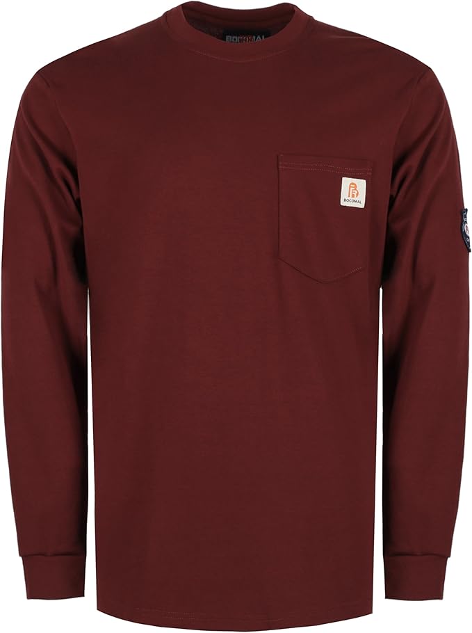 BOCOMAL FR Shirts Lightweight Classic Crew Long Sleeve Fire Resistant Shirt CAT2