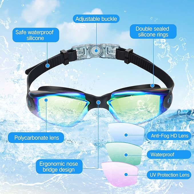 Konohan 24 Pack Swim Goggles Bulk for Kids adult Pool Goggles Anti Fog Silicone No Leak Swimming Glasses for Men Women Youth