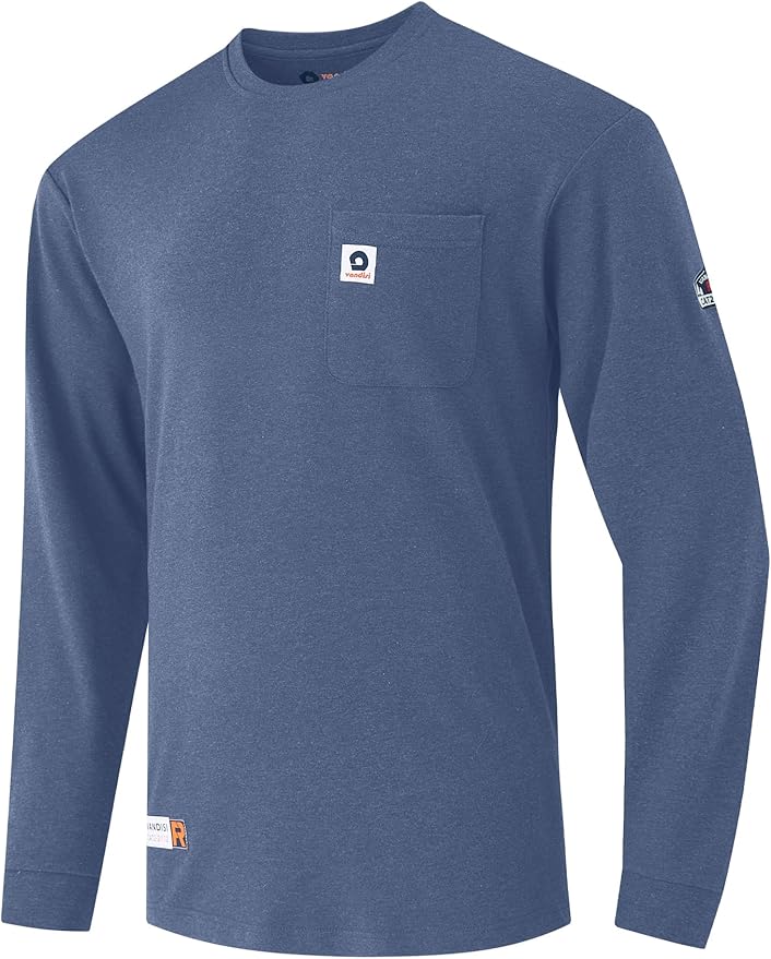 FR Shirts for Men 100% Cotton 5.5oz Lightweight NFPA2112/CAT2 Flame Resistant Shirts for Men Long Sleeve