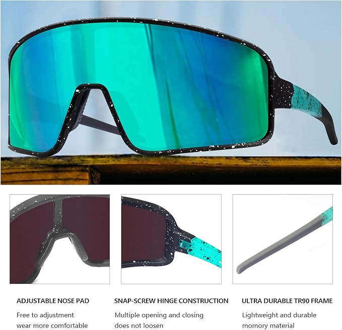 MAXJULI Polarized Sunglasses for Men Women, Windproof Outdoor Sports Cycling Running UV400 Protection Sun Glasses 8121