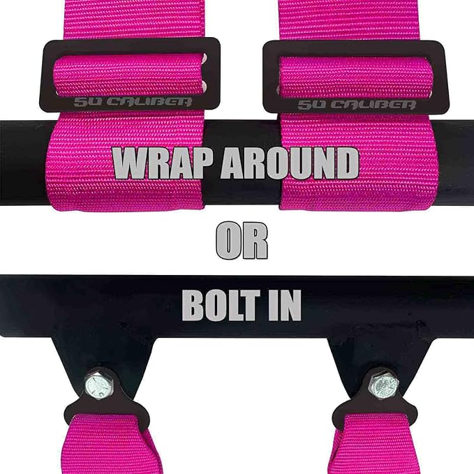 Pink 4 Point Harness for Bucket Seat, Push Button Release, 10 Color Options, Racing Harness, Race Car, Off Road Vehicle, UTV, RZR (1 Unit) [6044]