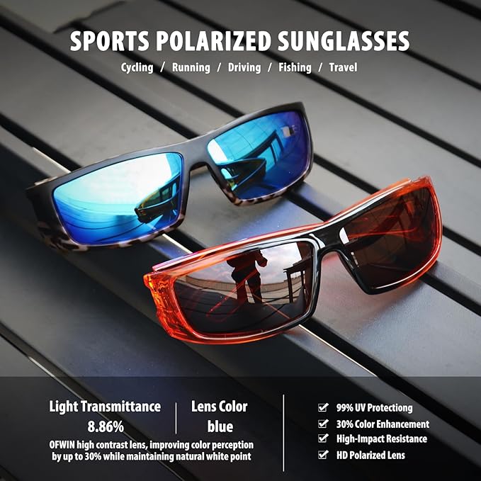 Polarized Sports Sunglasses for Men Women Unbreakable Frame Cycling Fishing Wrap Around Sunglasses UV400 Protection