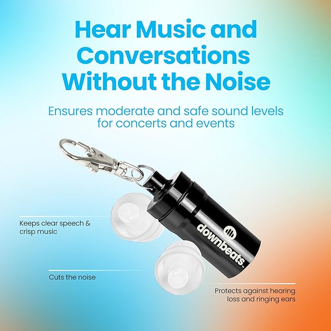 High Fidelity Ear Plugs for Hearing Protection - Discreet, Clear Ear Plugs for Concerts, Festivals & Noisy Events - Up to 18dB Background Noise Reduction Rave Earplugs - Comes with Aluminum Case