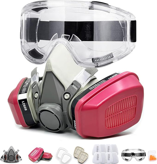 RANKSING Respirator Mask with Filters and Safety Glasses to Against Dust Gases while Painting Spraying