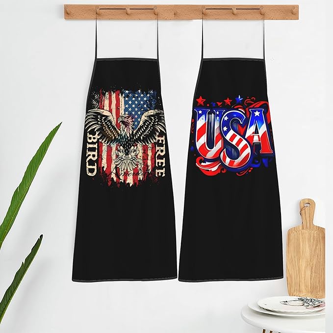 USA American Flag Aprons Mens Aprons Funny Cooking Kitchen Aprons for Women Fathers Day Gift His Hers Gifts Couple Gifts for Wedding Cool Bridal Shower Engagement Anniversary