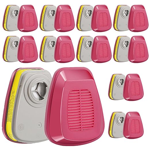 20PCS 10Pair Respirator Filters - 60923 Filter Cartridges for Respirator Mask, Gas Mask Filters for Chemical, Dust, Paint, Organic Vapors Gas, Acid Gases Particulates Filter, Painting Welding Woodwork