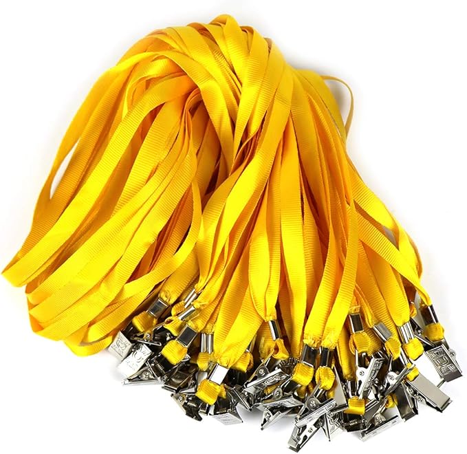 Bird Fiy Black Lanyards 100 Pack 34" Premium Lanyard Bulldog Clips Bulk Nylon Flat Lanyard with Badge Clip
