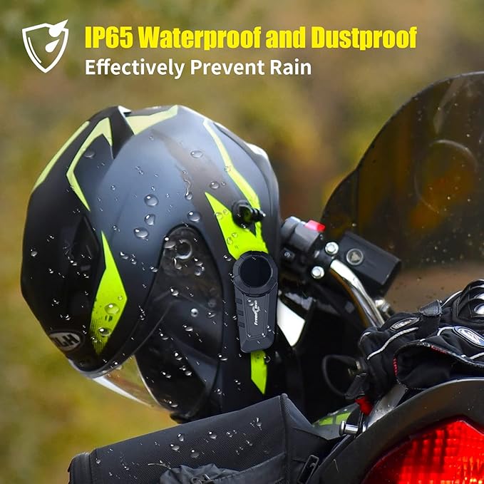 FreedConn KY PRO Motorcycle Helmet Bluetooth Headset, Motorcycle Communication Systems with CVC Noise Cancellation, Stereo Music, 6 Riders 0.75mi/1200m intercom, Dual Device Connection, IP65, 1 Pack
