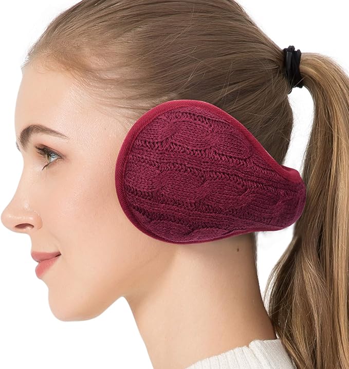 Venswell Knit Ear Muffs for Winter Women Men Soft Earmuffs Cold Weather Fleece Ear Warmers Cover Foldable & Adjustable