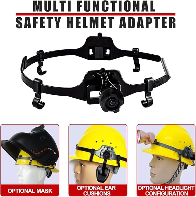 Universal Hard Hat Adapter Replacement Speedyloop Suspension, Adjustable Clip-On Bracket for Safety Helmets
