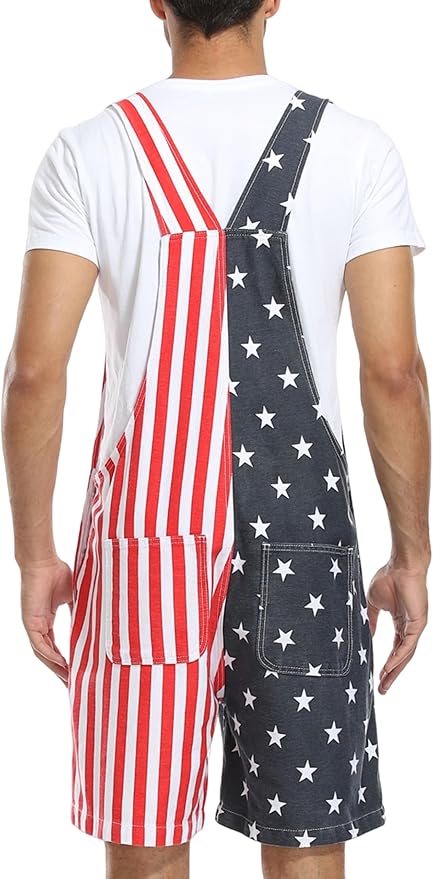 Unisex Printed Overalls Shorts Romper Festival Jumpsuits Work Bibs Coveralls Gifts for Men and Women