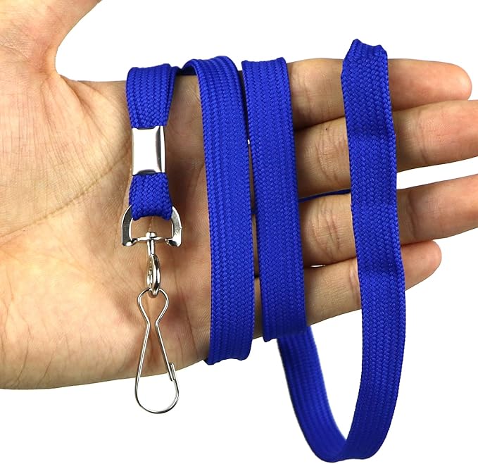 Beebel Lanyards 100 Pack Blue Lanyards with Swivel Hook Clips for ID Name Badge Holder