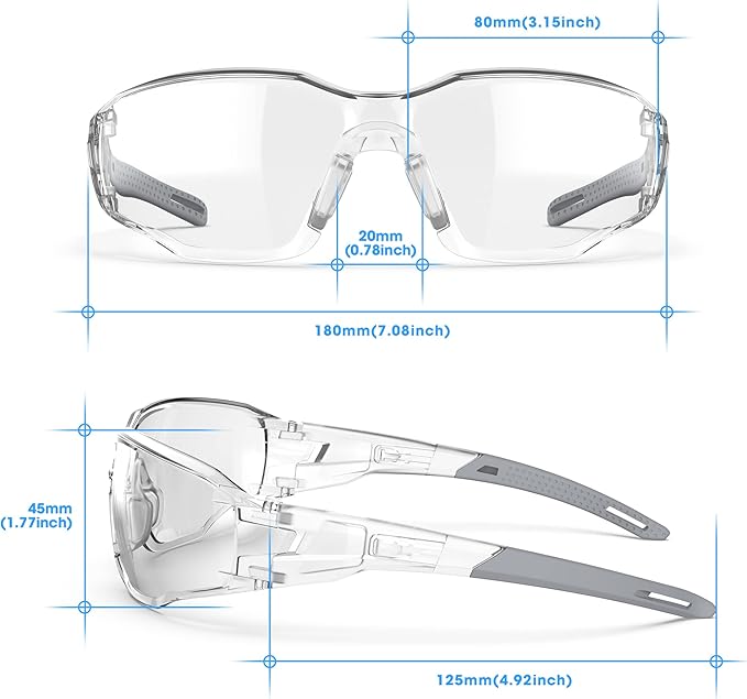 Safety Glasses Anti-Fog Goggles Clear Lens,Adjustable Frames Blue Light Blocking Eye Protection For Men Women