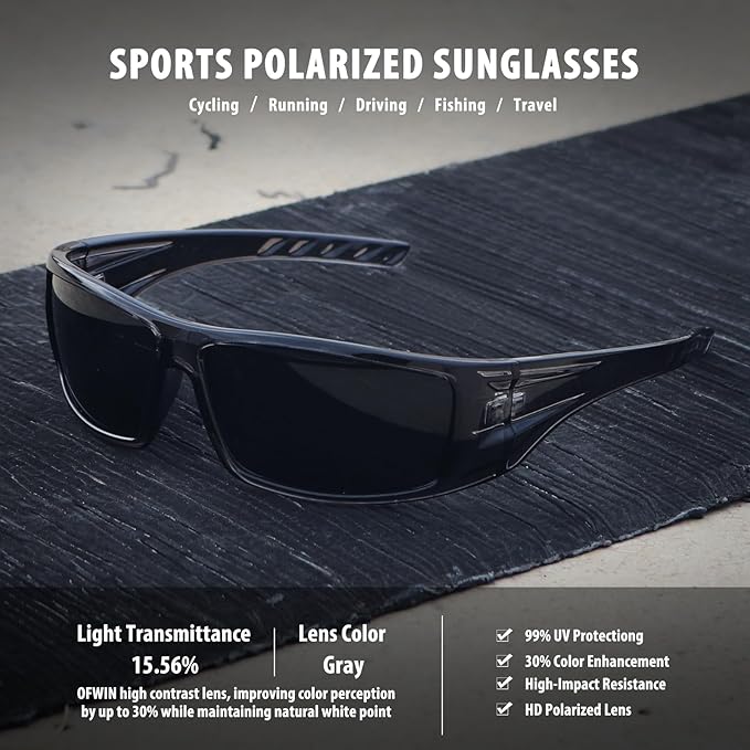 Polarized Sports Sunglasses for Men Women Unbreakable Frame Cycling Fishing Wrap Around Sunglasses UV400 Protection